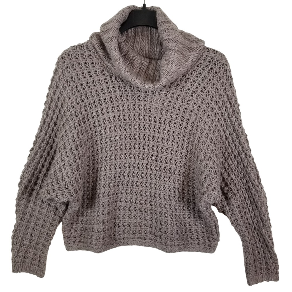 Express Womens Cowl Neck Chunky Knit Batwing Sweater Taupe Mauve Size Medium NWT